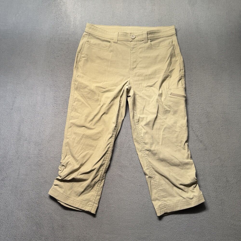 Eddie Bauer Rainier Capris Women’s 10 Khaki Stretch Hiking Outdoor Pants
